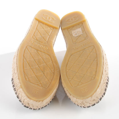 Chanel Toile Sequin CC Espadrilles 38 Beige Black 10 of 18