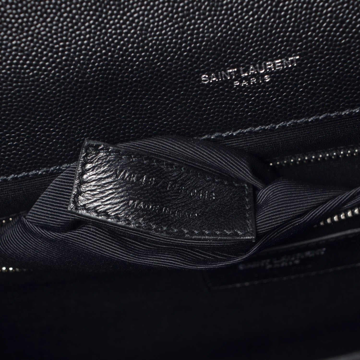 Saint Laurent Grain De Poudre Matelasse Chevron Large Monogram Satchel Black 7 of 7