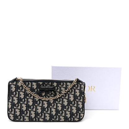Christian Dior Oblique Bow Pouch With Chain Blue 11 of 11