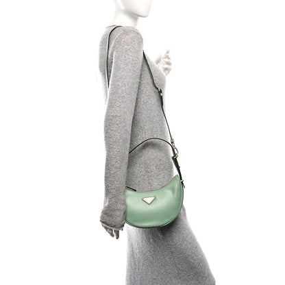 Prada Soft Calfskin Arque Shoulder Bag Green 2 of 9
