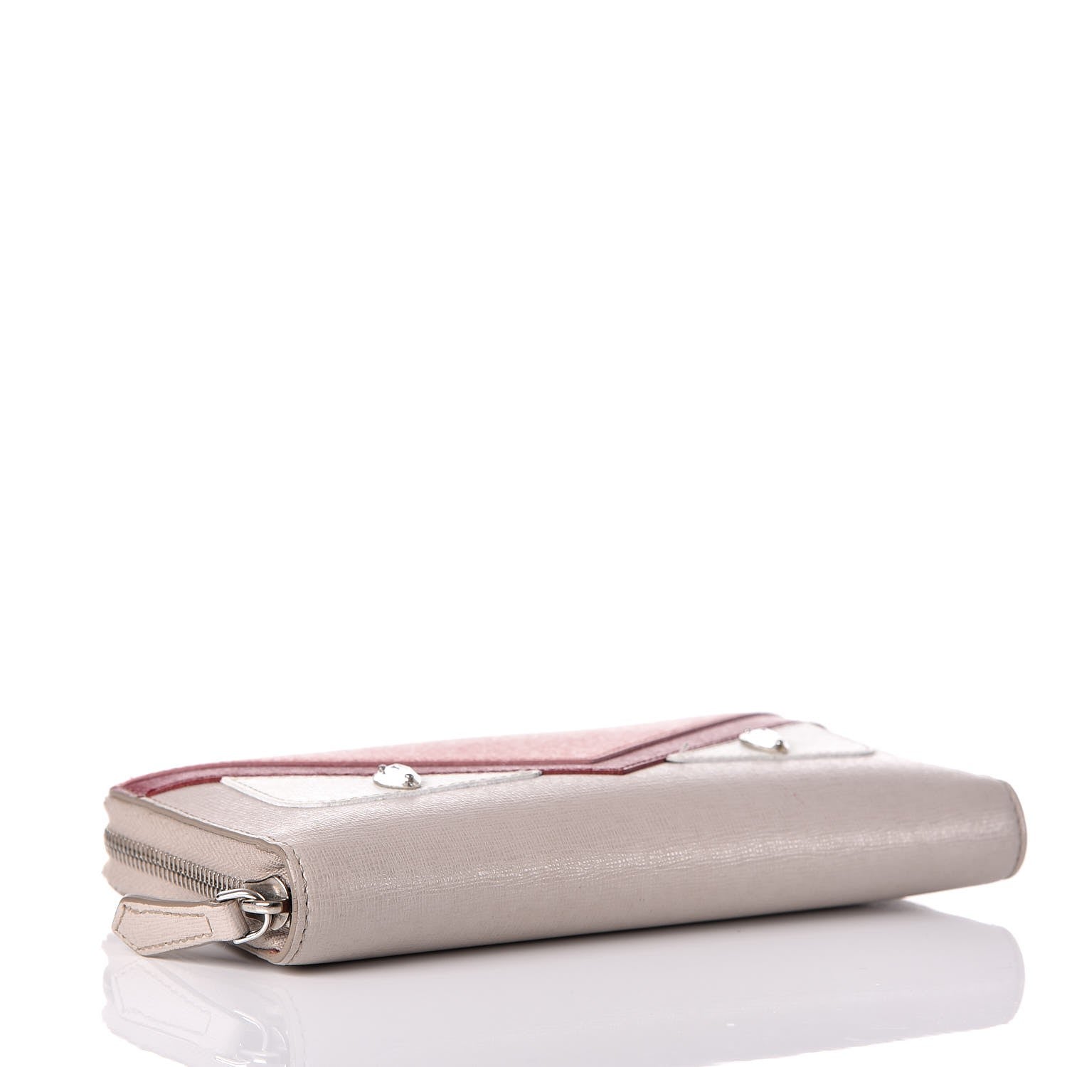 Fendi Vitello Elite Crystal Eye Monster Zip Around Wallet Grigio Polvere Ribes Multicolor 4 of 7