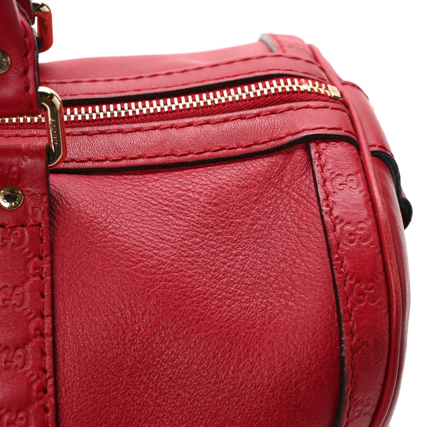 Gucci Calfskin Microguccissima Trim Medium Boston Raspberry Red 8 of 10