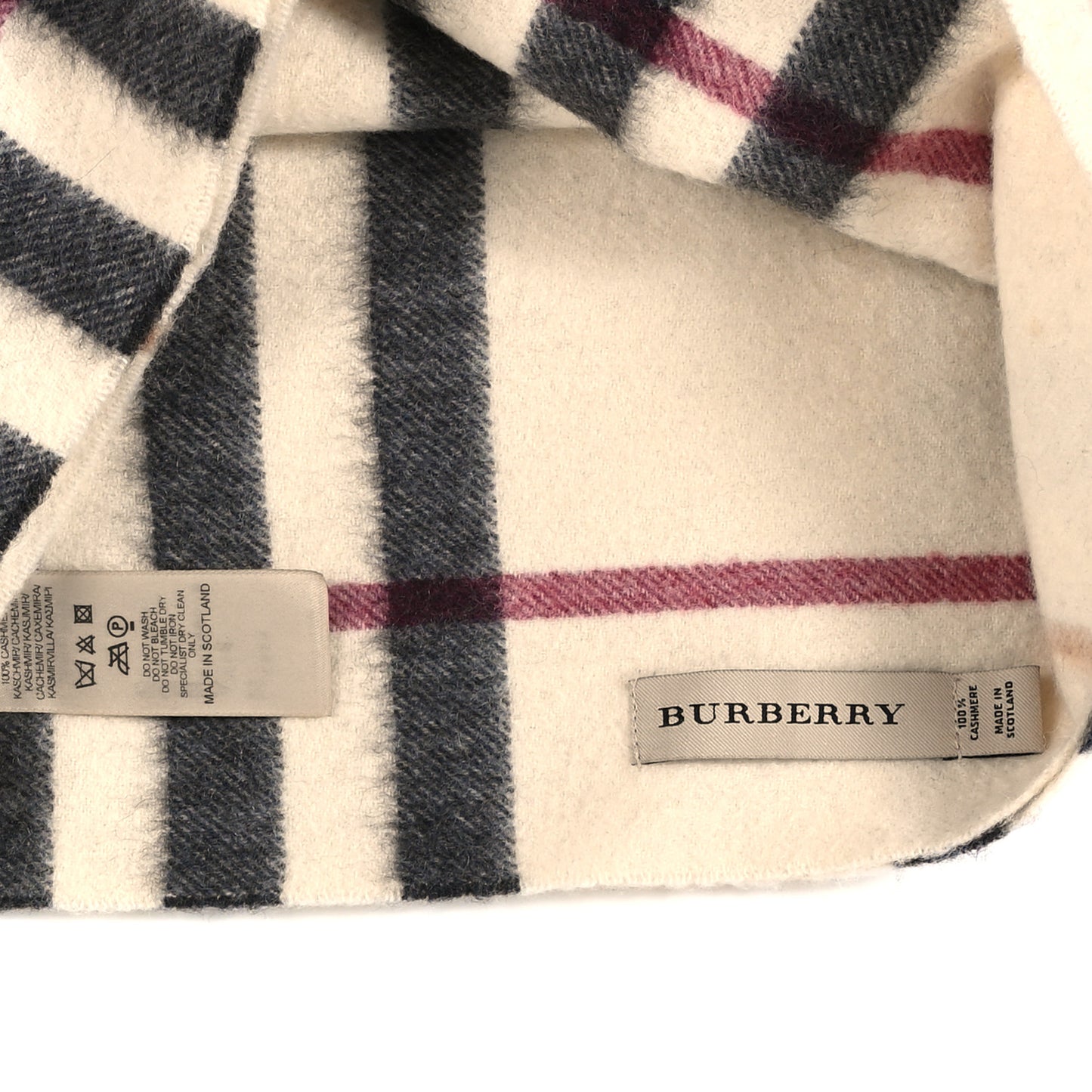 Cashmere Check Snood Scarf Ivory