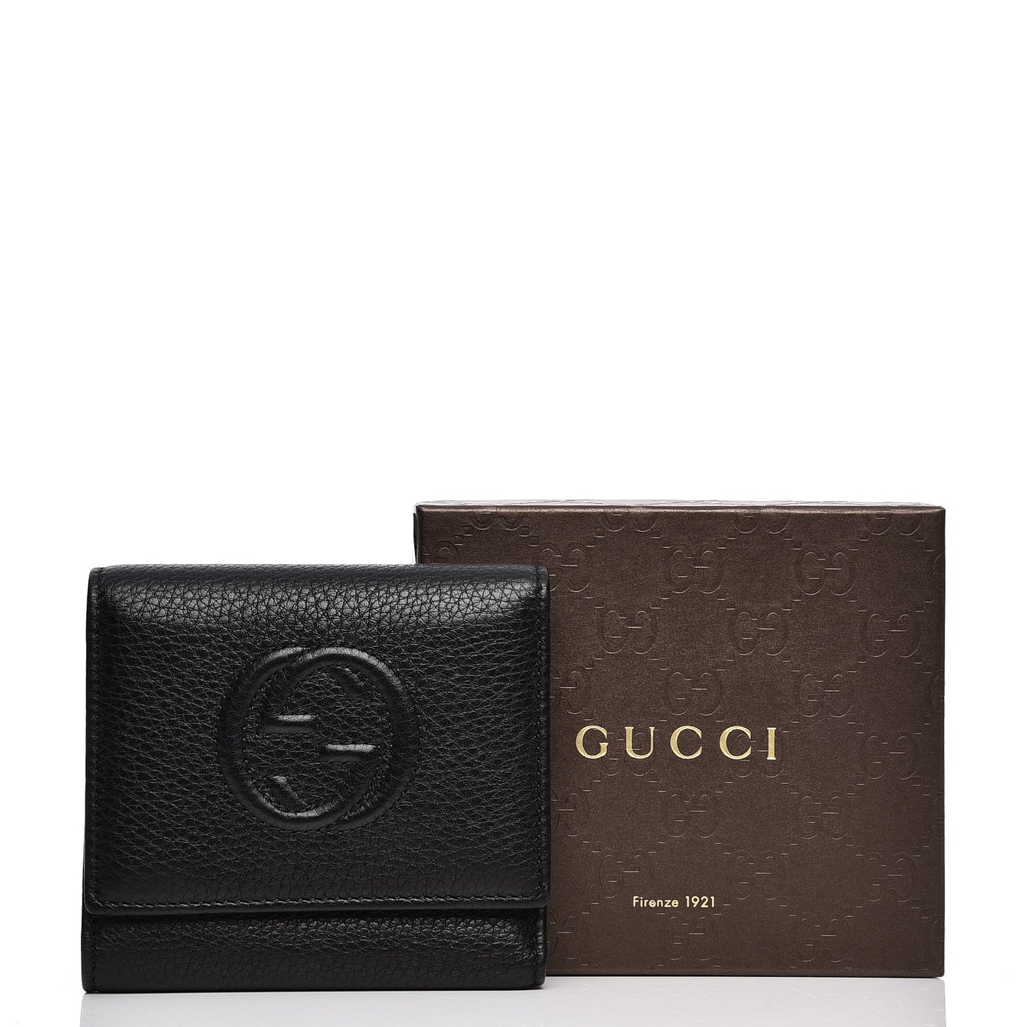 Pebbled Calfskin Soho Compact Flap Wallet Black
