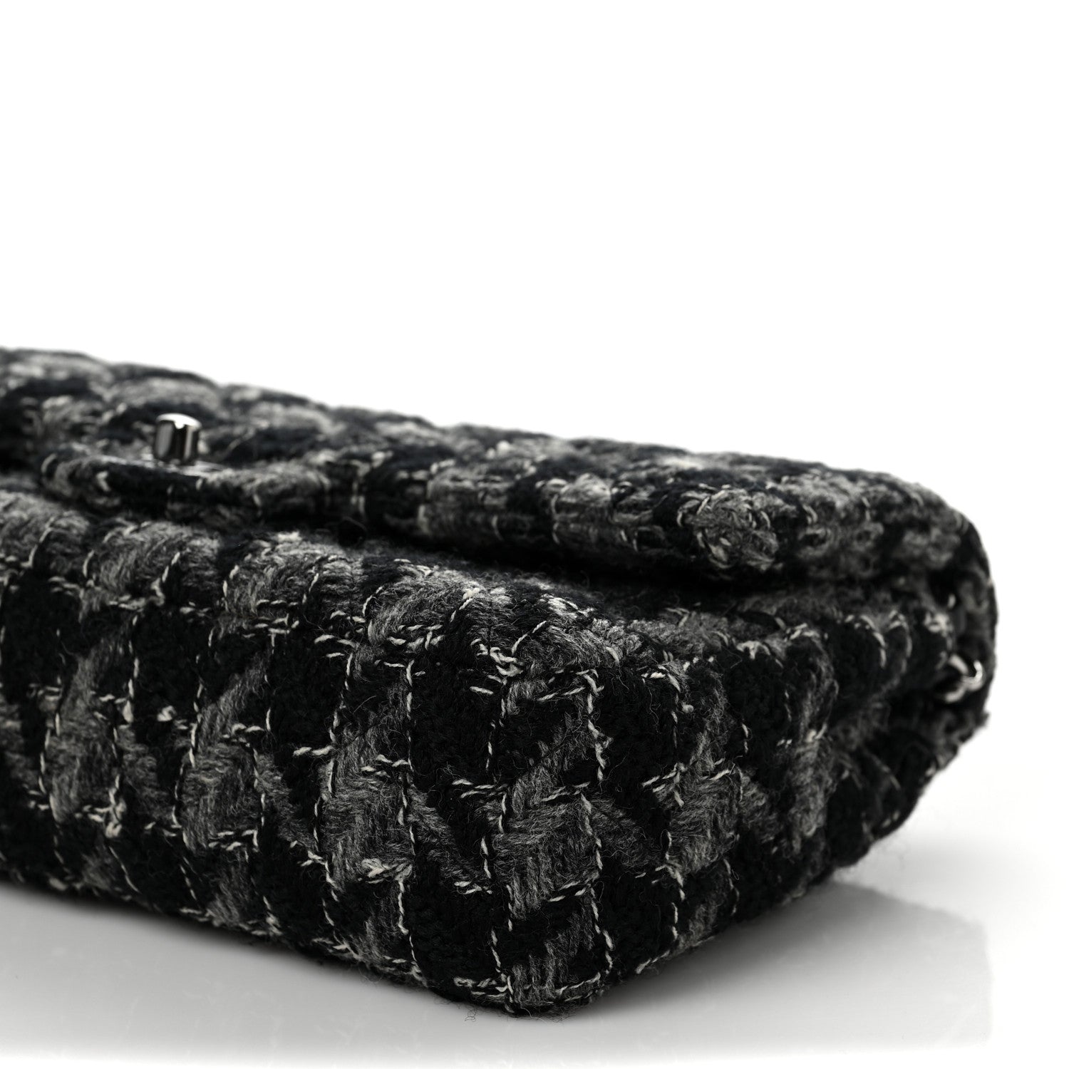 Chanel Tweed Medium Double Flap Black Grey 8 of 8