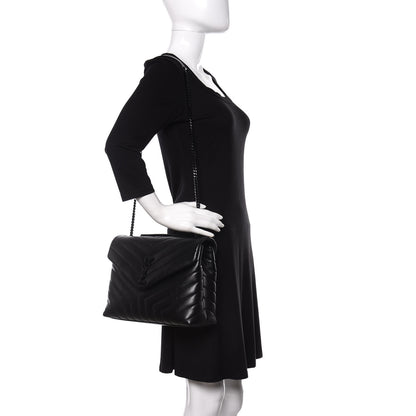 Saint Laurent Calfskin Y Quilted Monogram Medium Loulou Chain Satchel Black 2 of 12