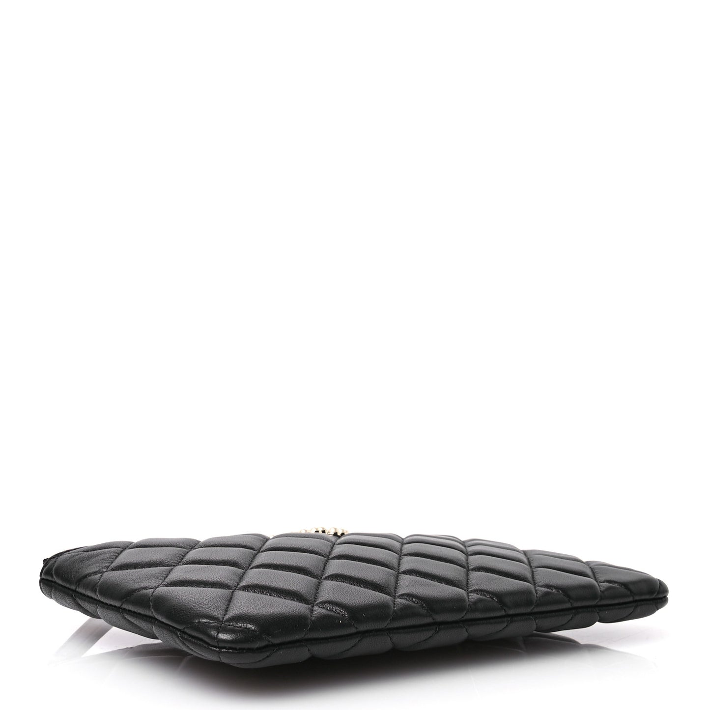 Lambskin Quilted Pearl CC Small Pouch Black