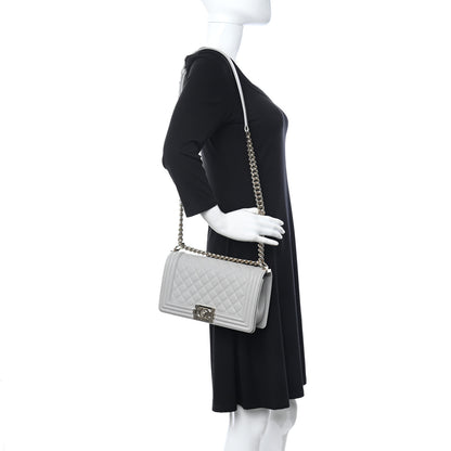Chanel Caviar Quilted Medium Boy Flap Light Grey 2 of 11