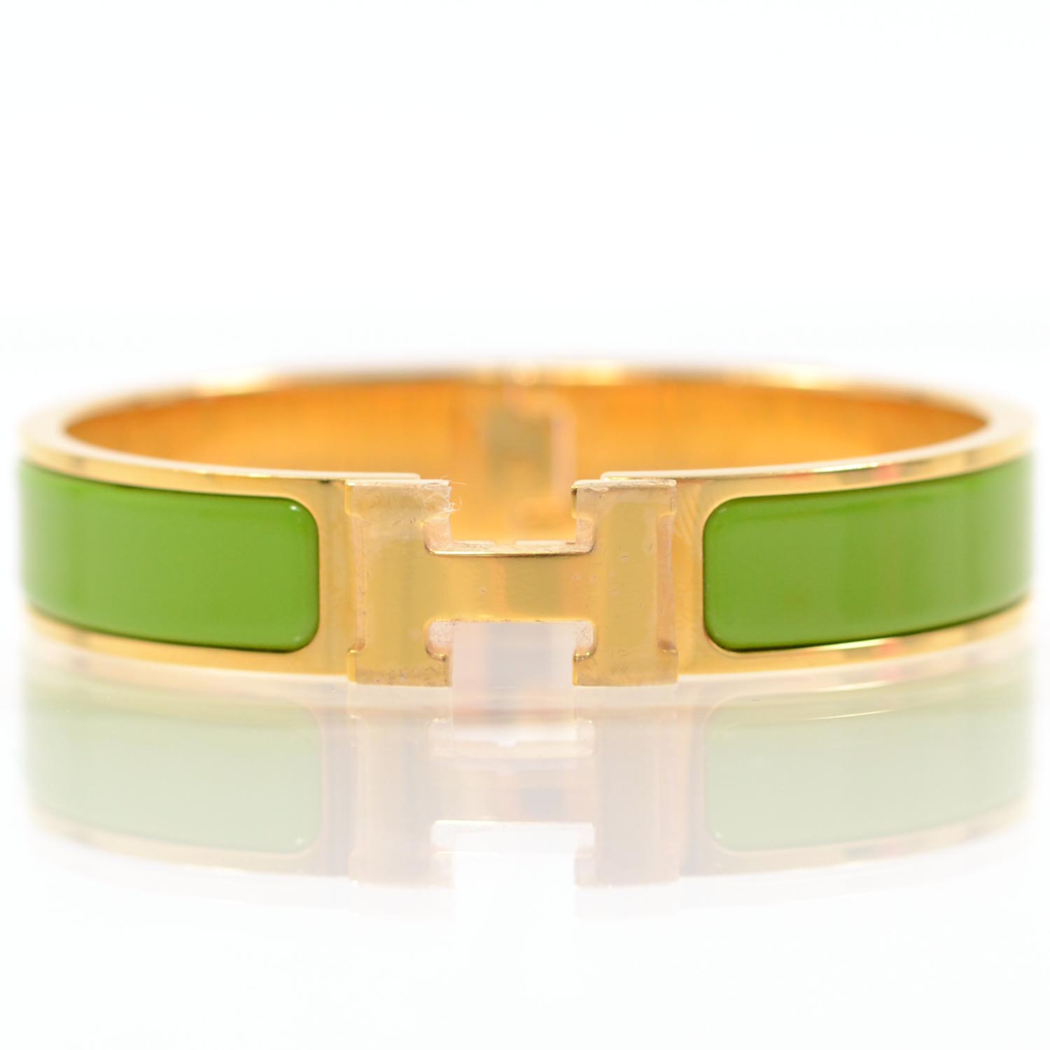 Hermes Enamel Narrow Clic Clac H Bracelet Green 1 of 6