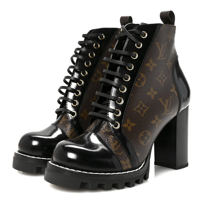 Louis Vuitton Patent Calfskin Monogram Star Trail Ankle Boots 39 Black 4 of 8