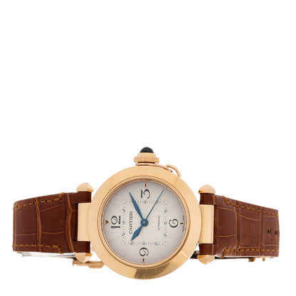 Cartier 18K Pink Gold Alligator 35mm Pasha C Automatic Watch Brown 2 of 5