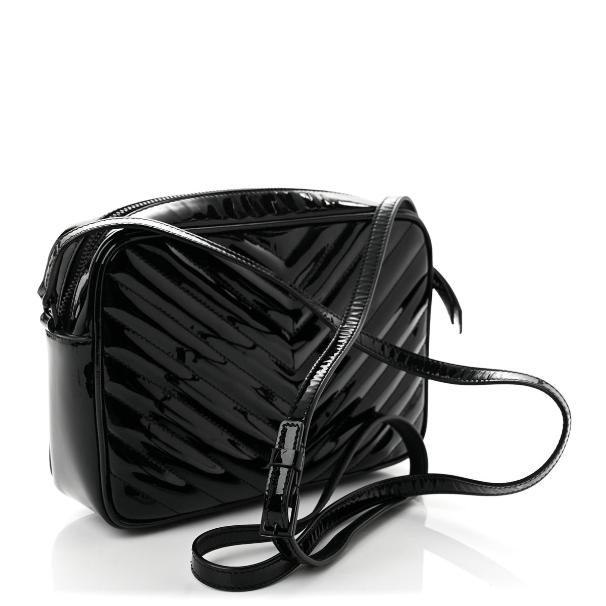 Saint Laurent Patent Calfskin Matelasse Monogram Lou Camera Bag Black 3 of 10
