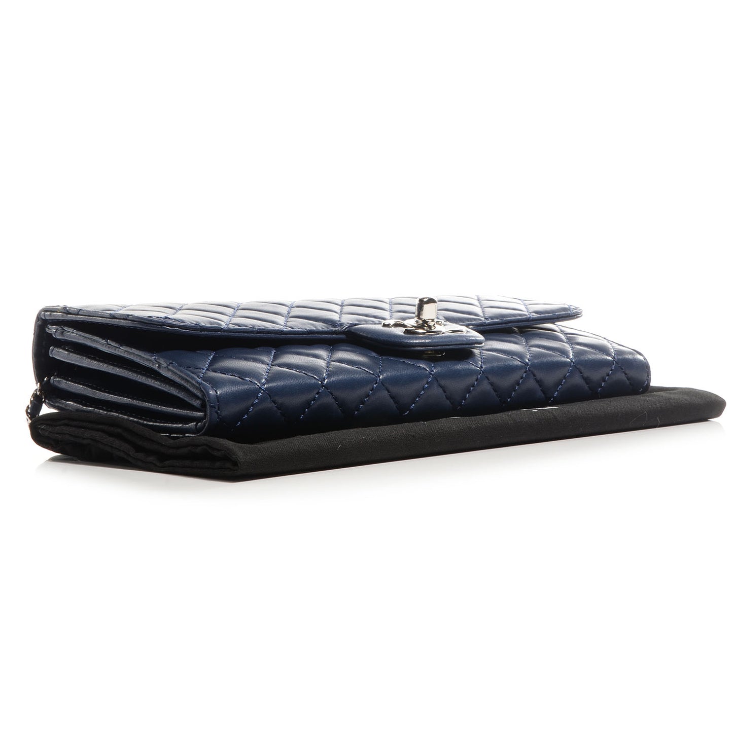 Lambskin Clutch Chain Flap Dark Blue