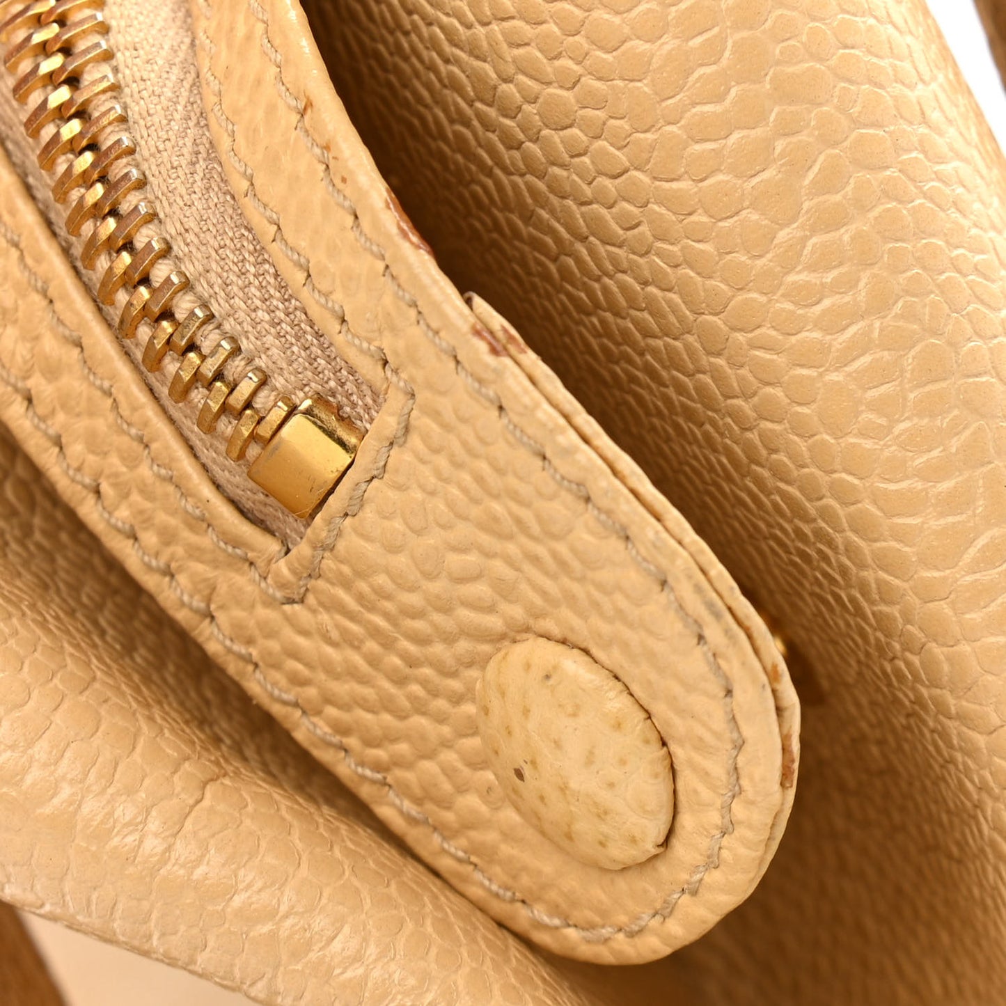 Caviar Logo Shoulder Bag Beige