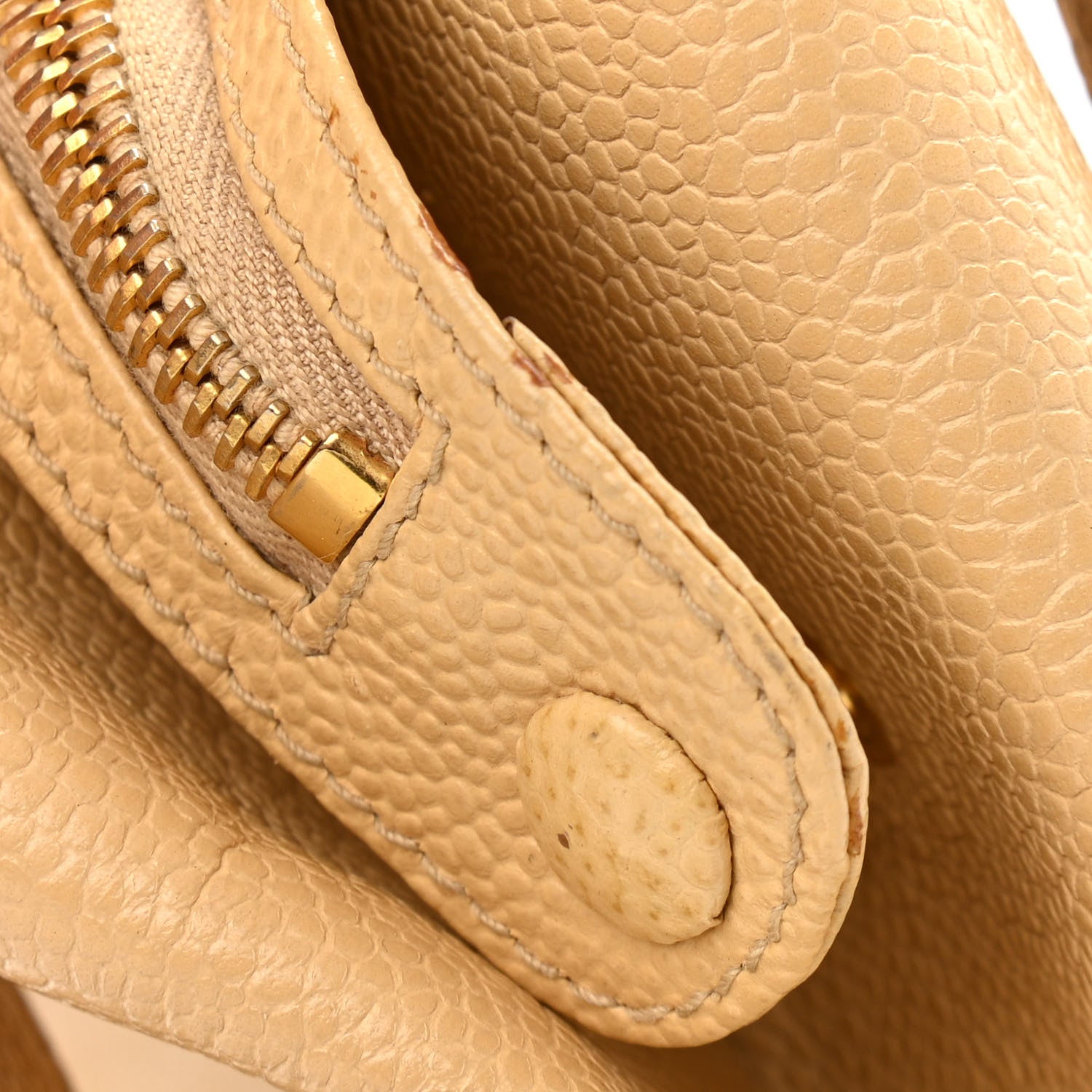 Chanel Caviar Logo Shoulder Bag Beige 12 of 15