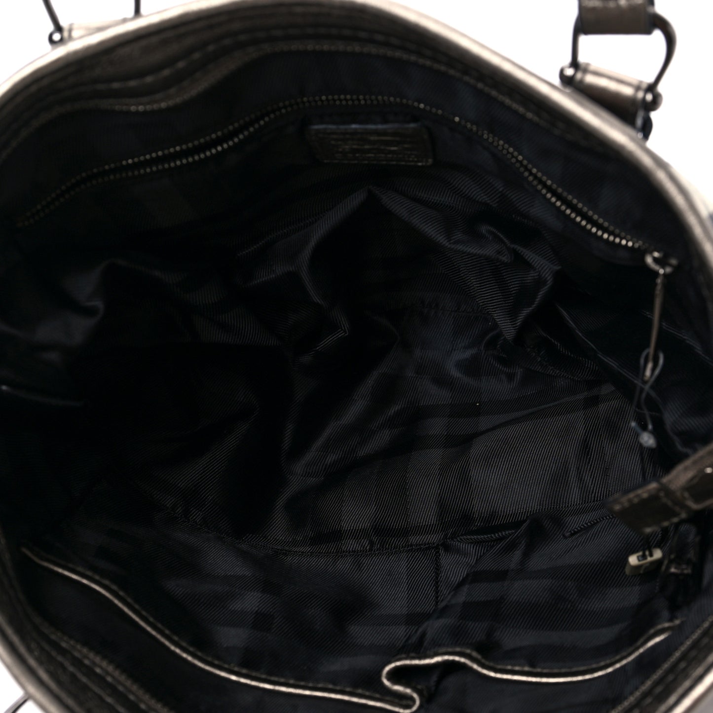 Metallic Calfskin House Check Tote Pewter