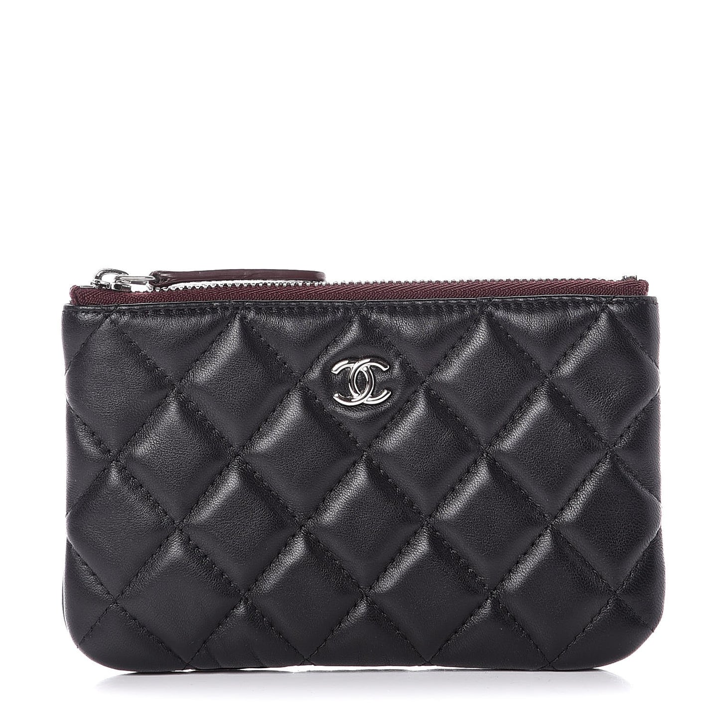 Lambskin Quilted Small Cosmetic Case Black