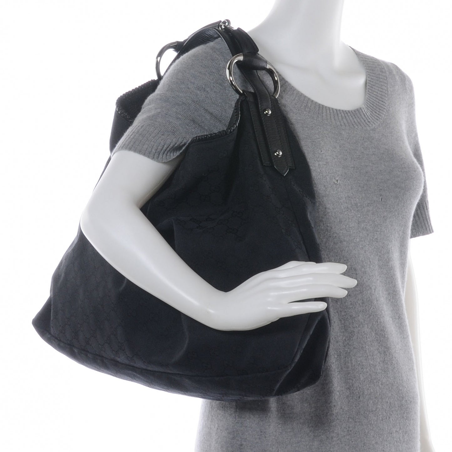 Monogram Large Horsebit Chain Hobo Black