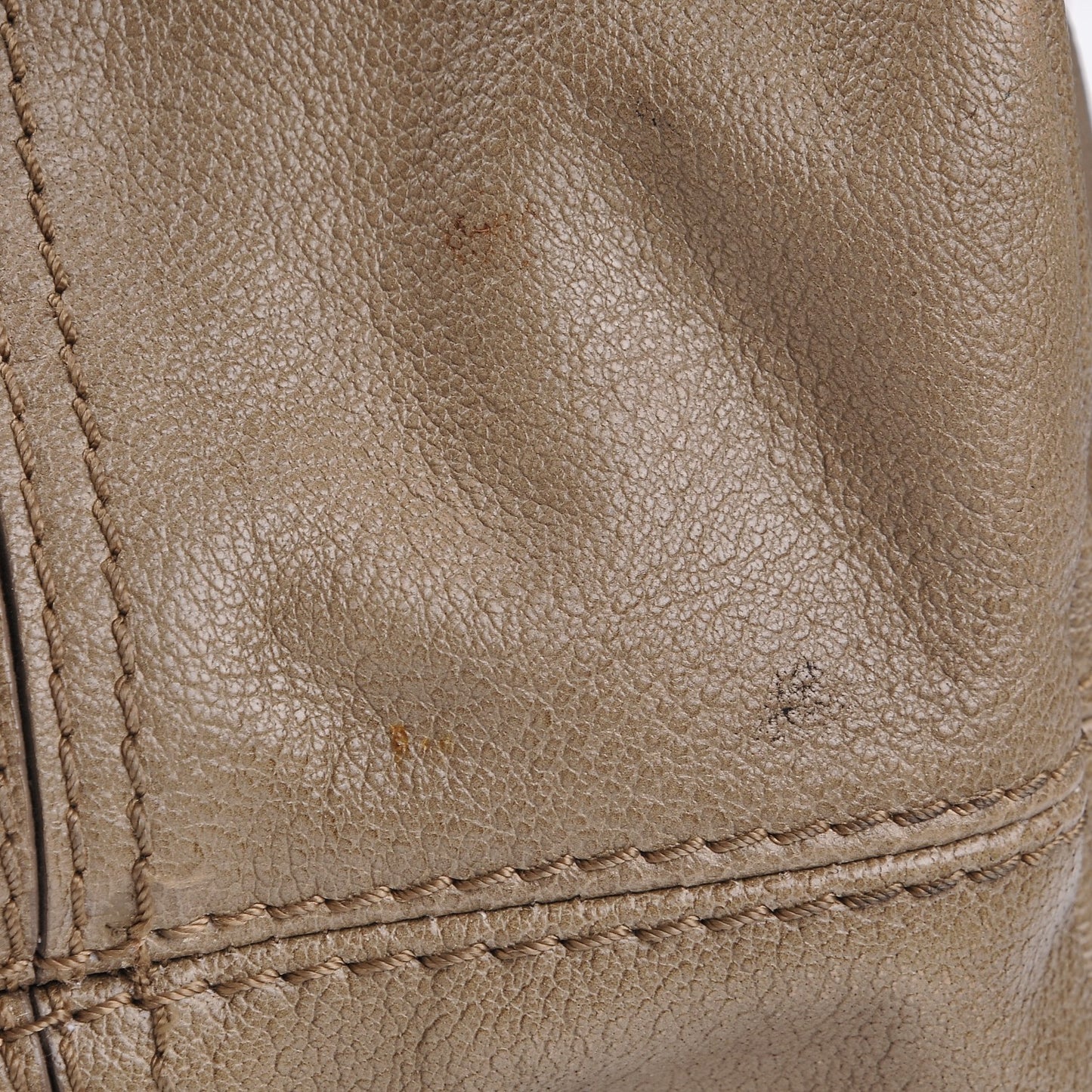 Grainy Calfskin Chain Hobo Taupe