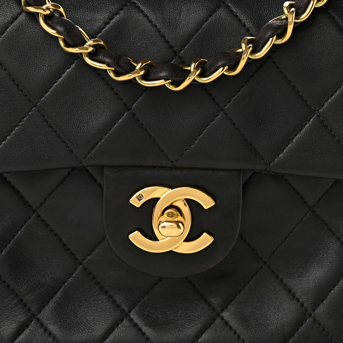 Lambskin Quilted Mini Square Flap Bag Black