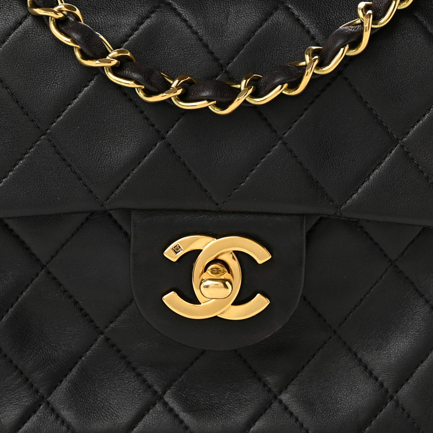 Chanel Lambskin Quilted Mini Square Flap Bag Black 9 of 11