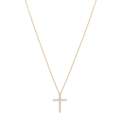 Tiffany 18K Yellow Gold Diamond Small Cross Pendant Necklace 1 of 7