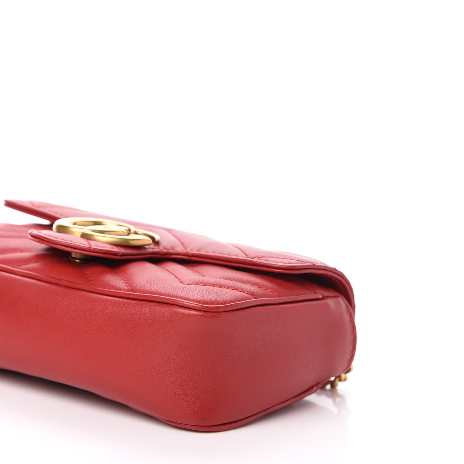 Gucci Calfskin Matelasse Super Mini GG Marmont Shoulder Bag Hibiscus Red 9 of 11