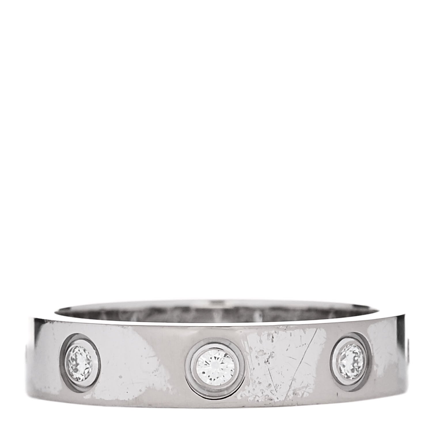 Cartier 18K White Gold 8 Diamond 4mm Wedding Band LOVE Ring 50 5.25 1 of 5