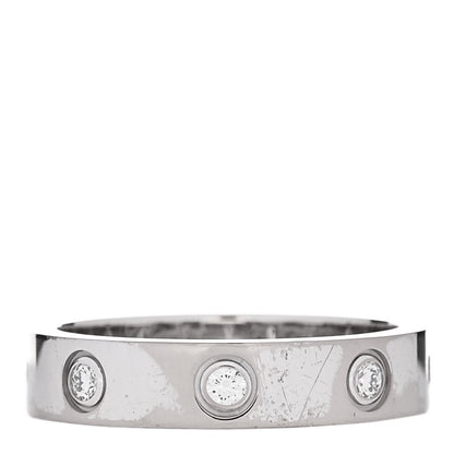 Cartier 18K White Gold 8 Diamond 4mm Wedding Band LOVE Ring 50 5.25 1 of 5
