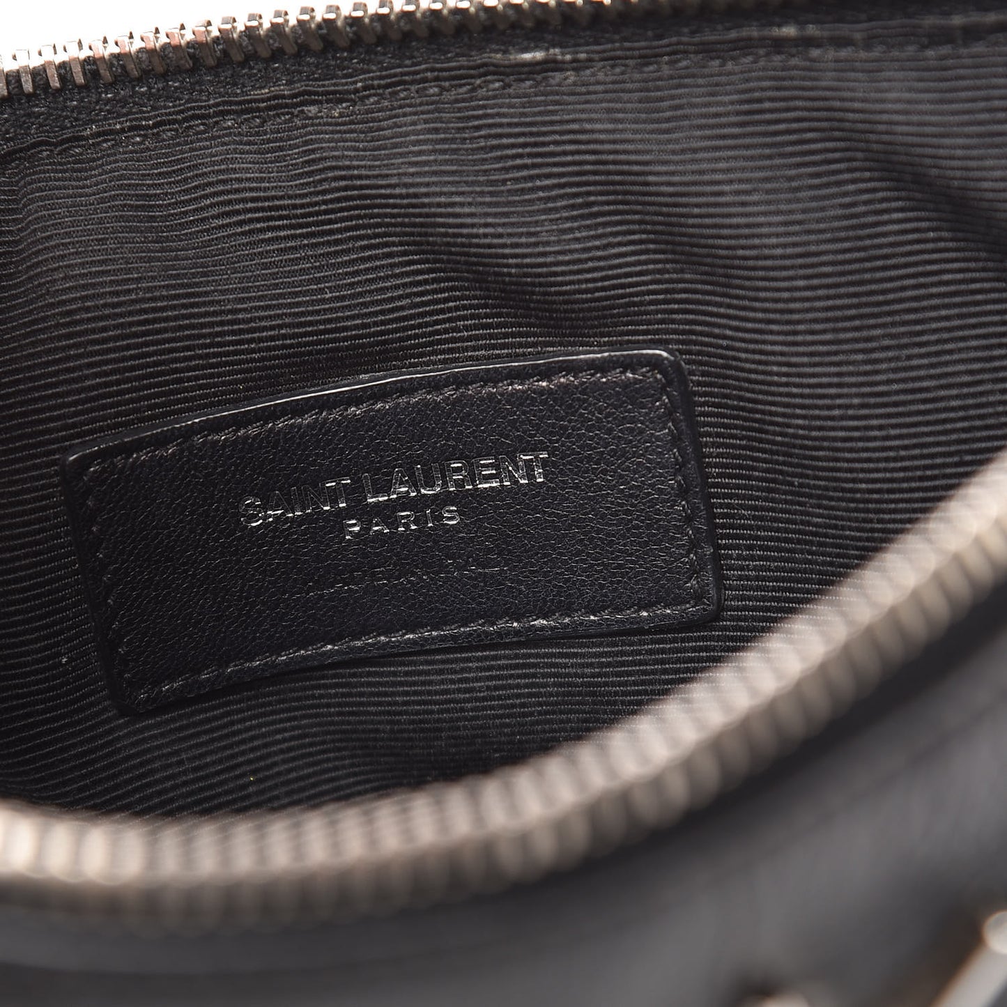 Calfskin Crocodile Embossed Monogram Zip Pouch Black