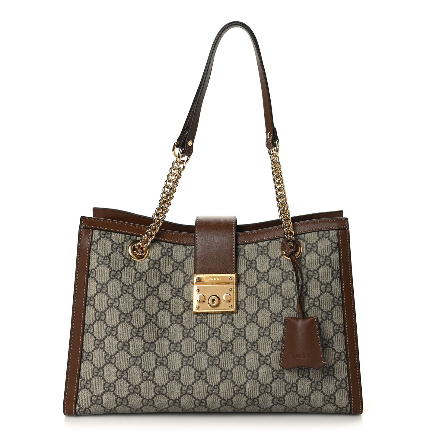 GG Supreme Monogram Medium Padlock Tote Beige Cuir