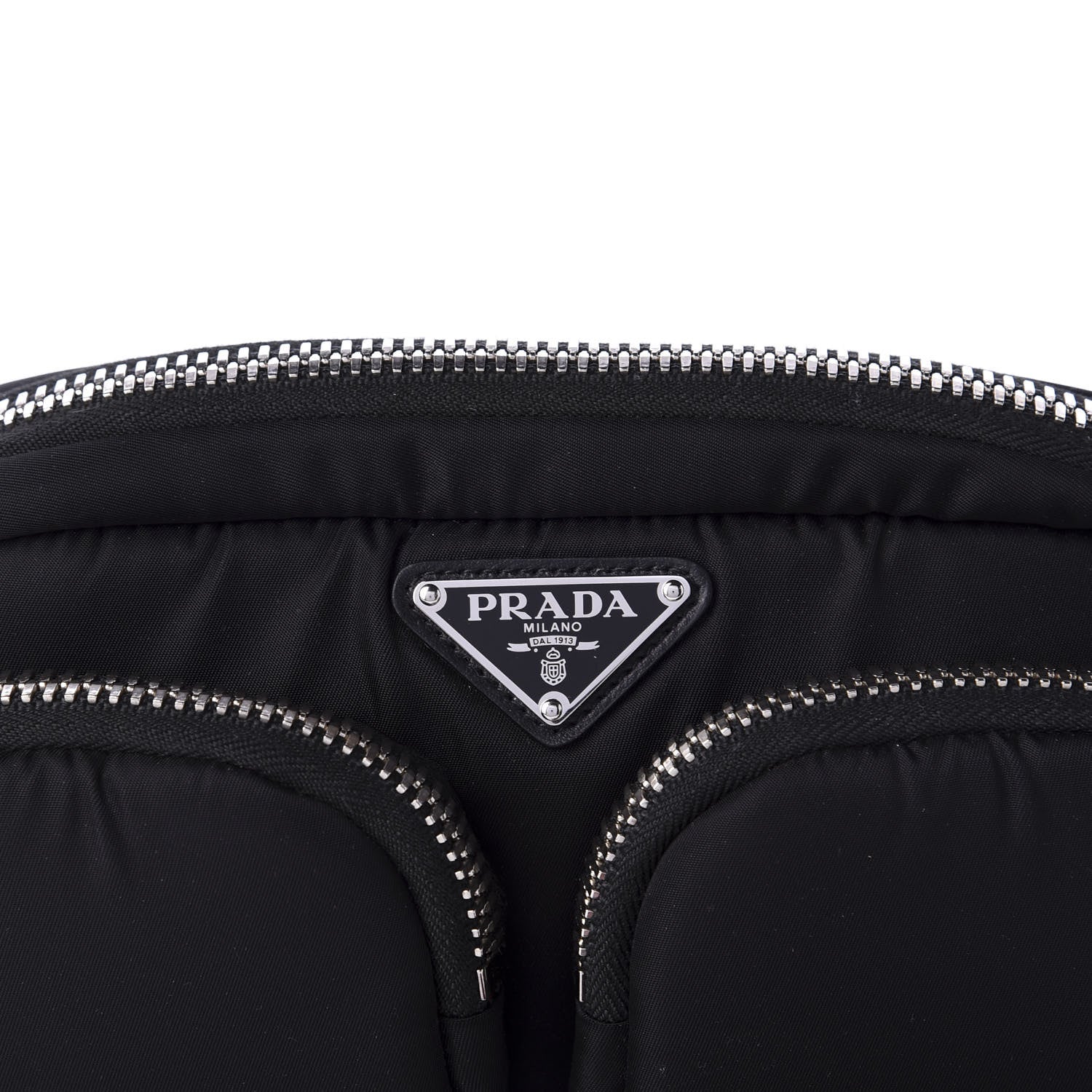 Prada Tessuto Nylon Double Pocket Wristlet Pouch Black Fuoco 9 of 9