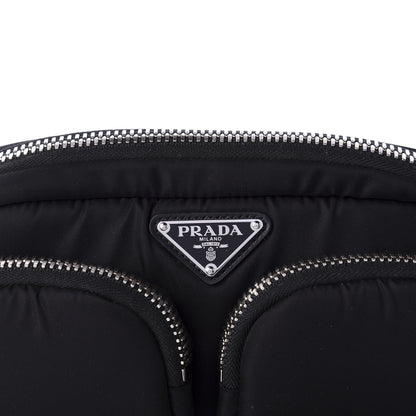 Prada Tessuto Nylon Double Pocket Wristlet Pouch Black Fuoco 9 of 9