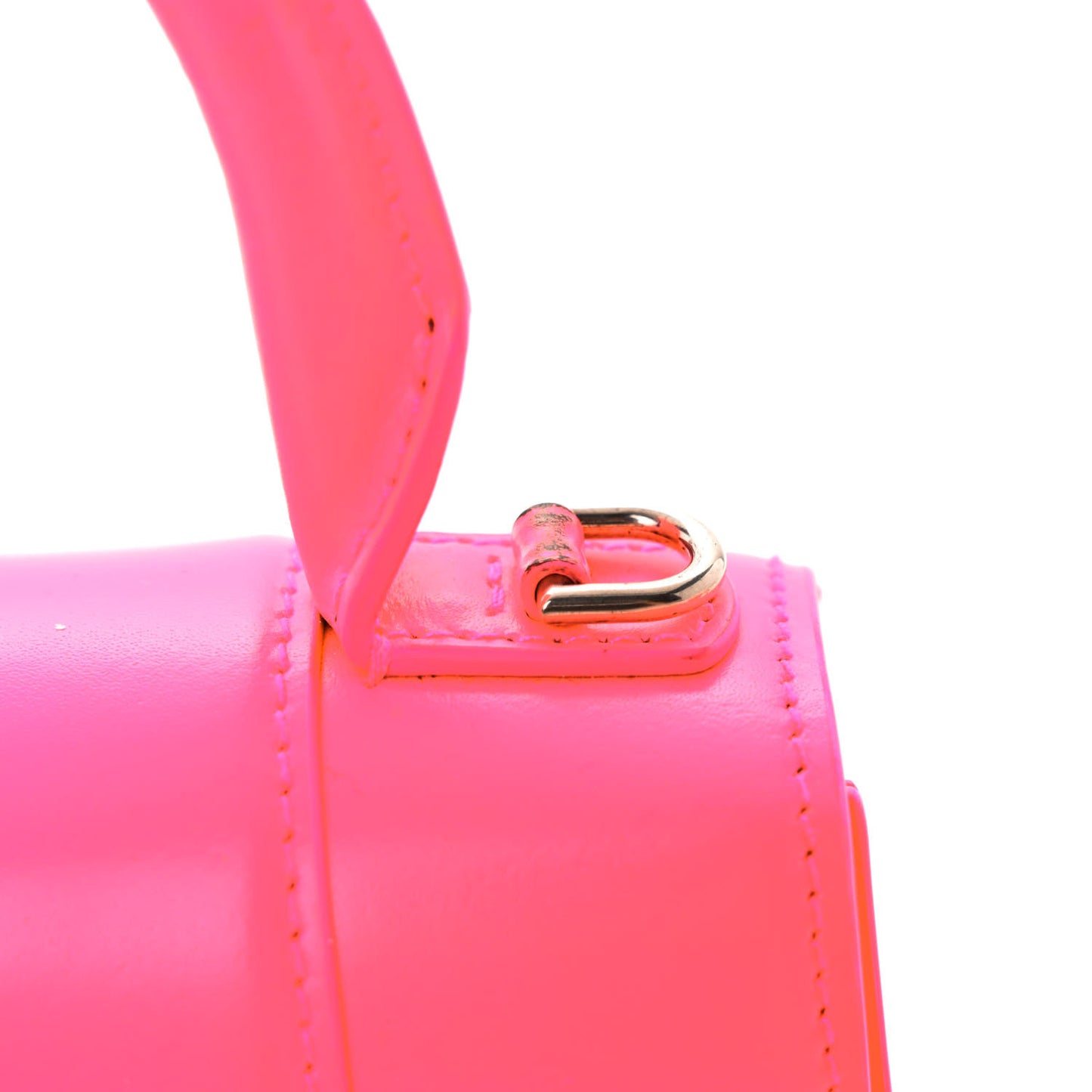 Shiny Box Calfskin Hourglass Top Handle Bag XS Acid Fuchsia