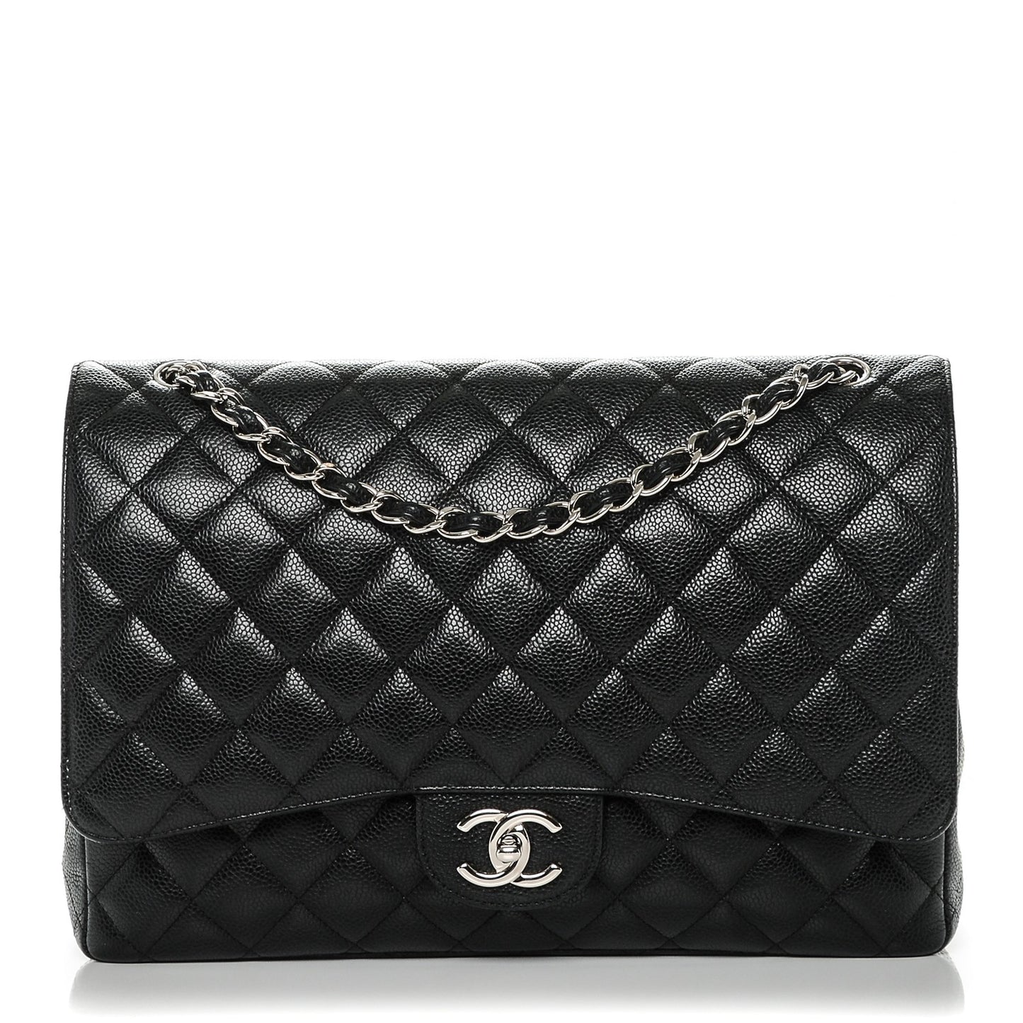 Caviar Quilted Maxi Double Flap Black