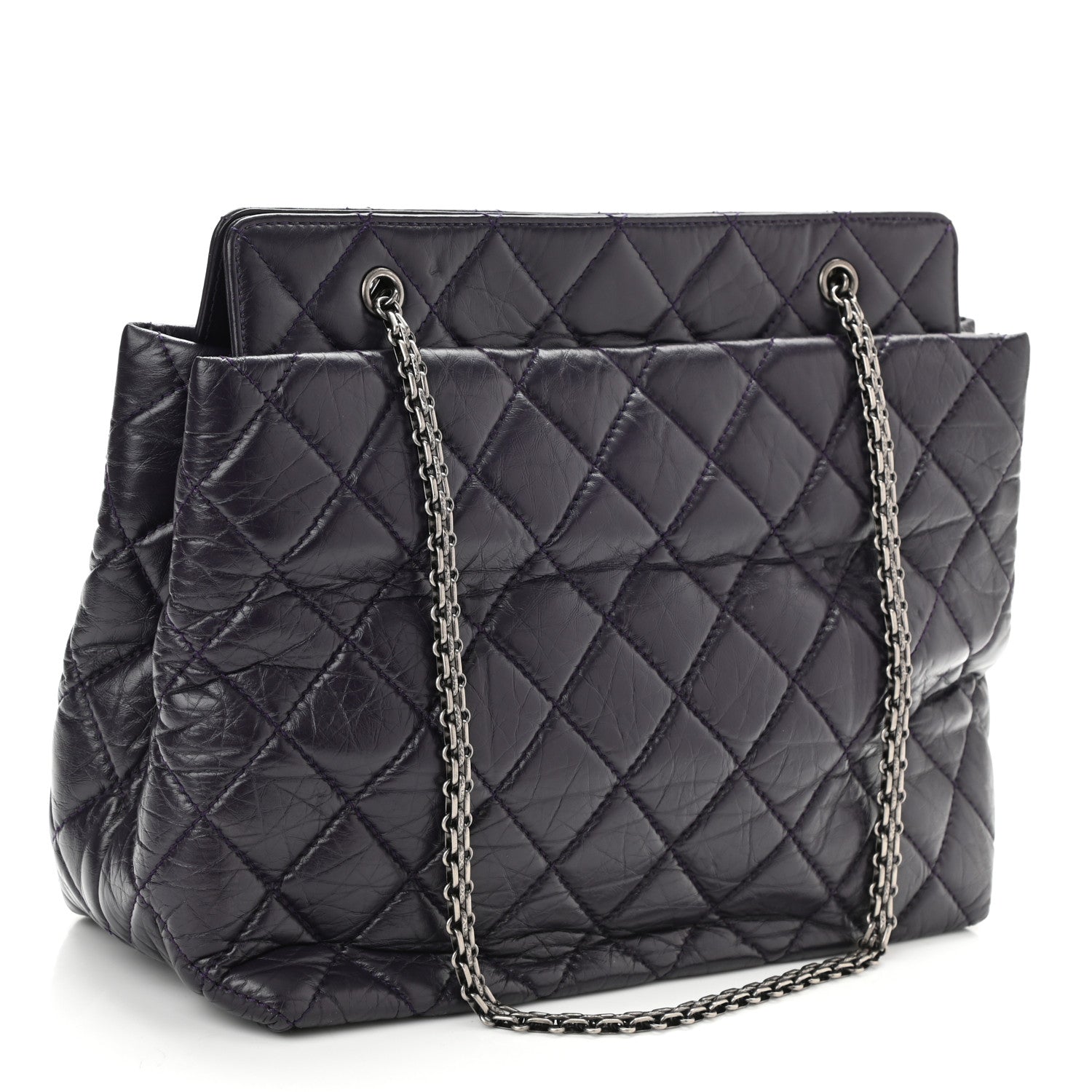 Chanel Aged Calfskin Quilted Reissue 2.55 Tote Dark Purple 3 of 10