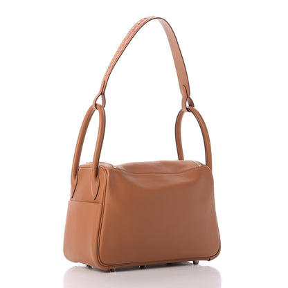 Hermes Swift Epsom Lindy 26 Tressage De Cuir Gold Abricot Rose Azalee 3 of 9