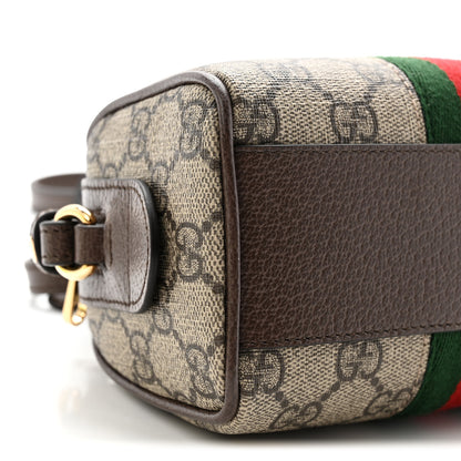 Gucci GG Supreme Monogram Textured Dollar Calfskin Web Super Mini Ophidia Top Handle Bowler Bag Beige Ebony New Acero 9 of 10