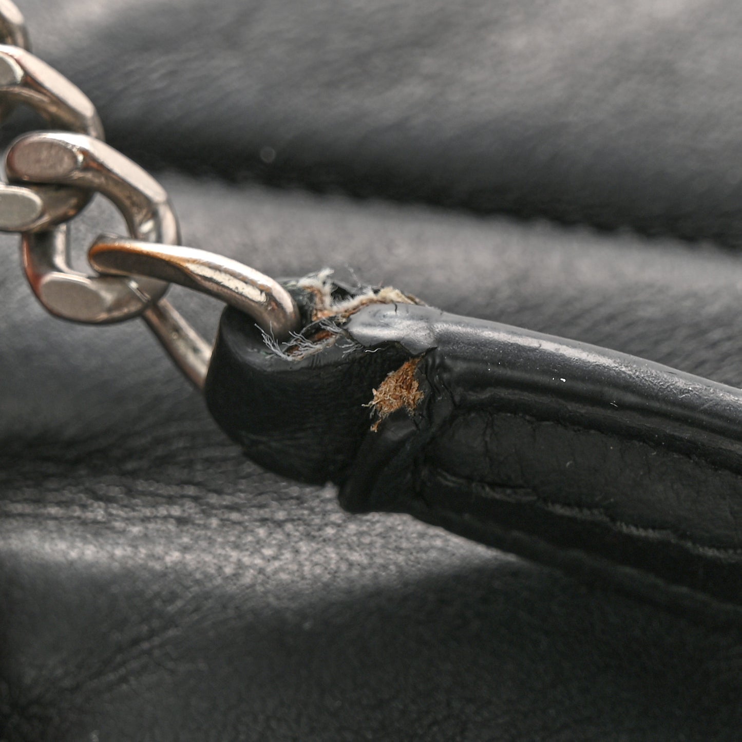 Lambskin Quilted Small Loulou Puffer Monogram Chain Satchel Black
