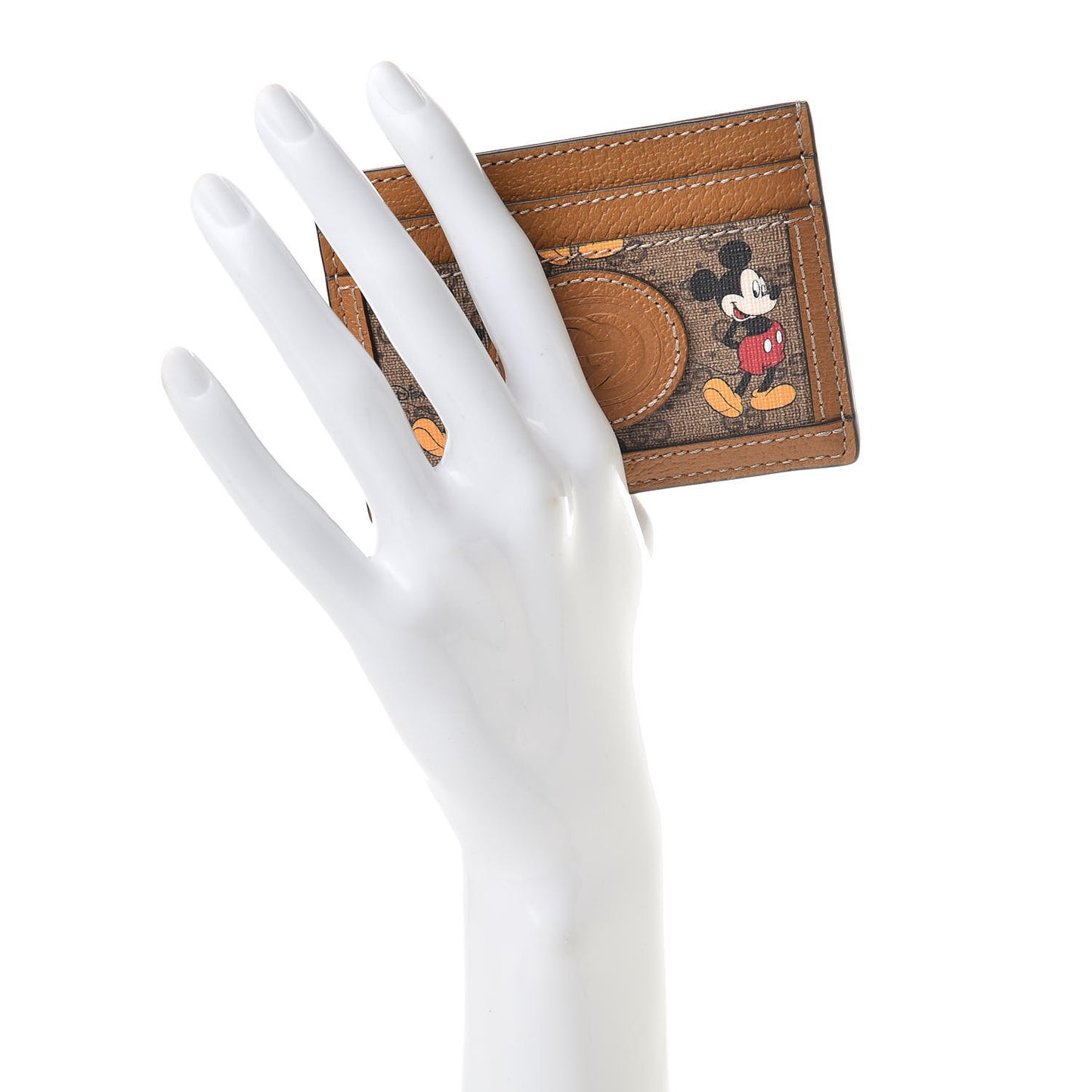 X DISNEY Mini Vintage GG Supreme Monogram Mickey Mouse Card Holder Beige Vintage Sun Oil