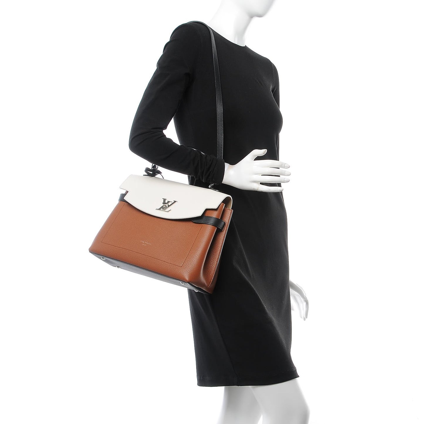 Soft Calfskin Lockme Ever Caramel Creme Black