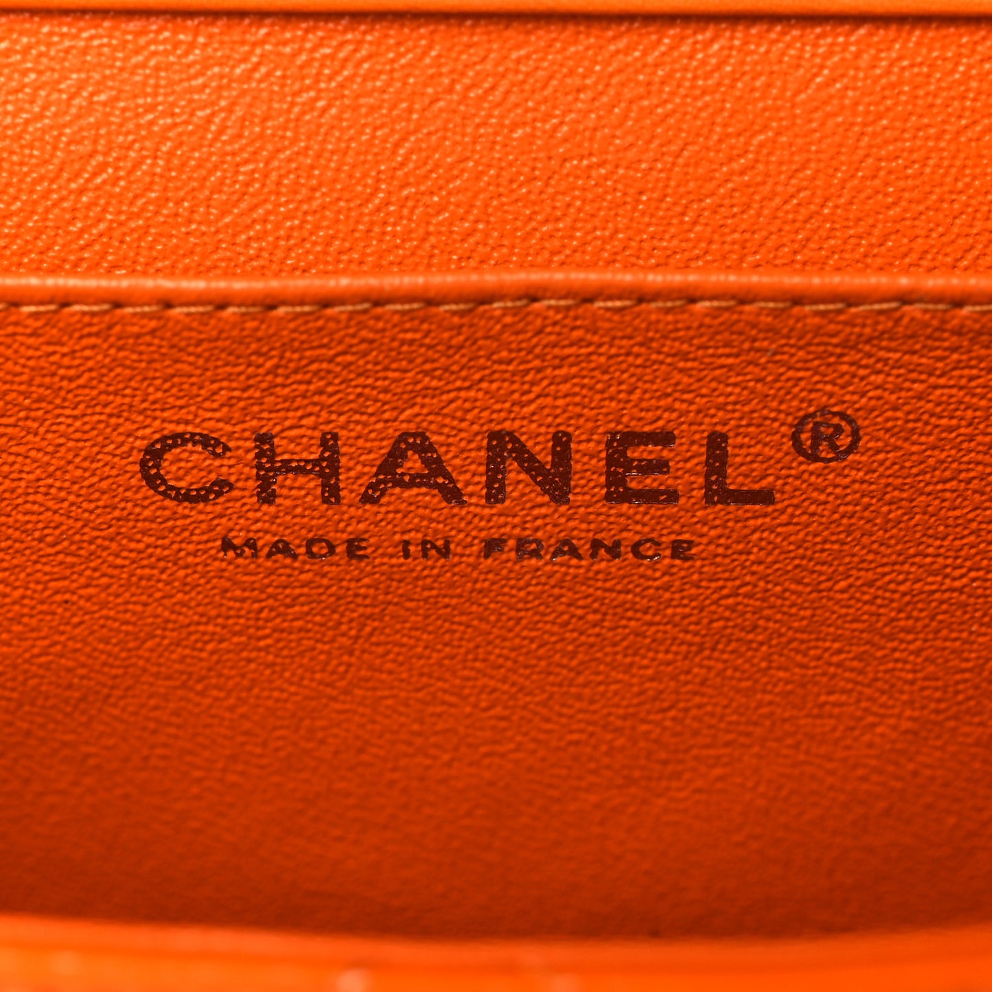 Patent Quilted Clutch with Chain Flap Orange