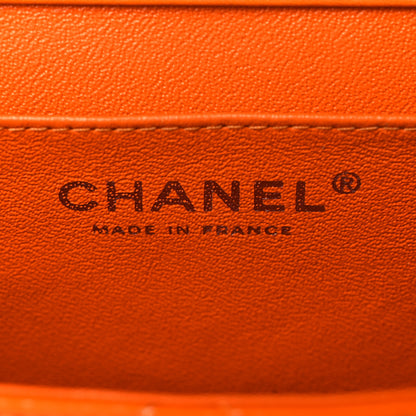 Chanel Patent Quilted Clutch with Chain Flap Orange 6 of 15