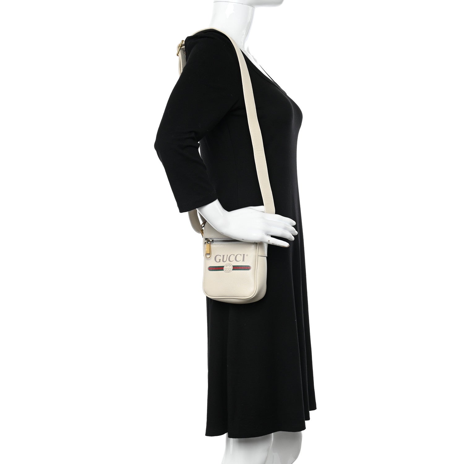 Gucci Grained Calfskin Mini Logo Messenger Bag White 2 of 8
