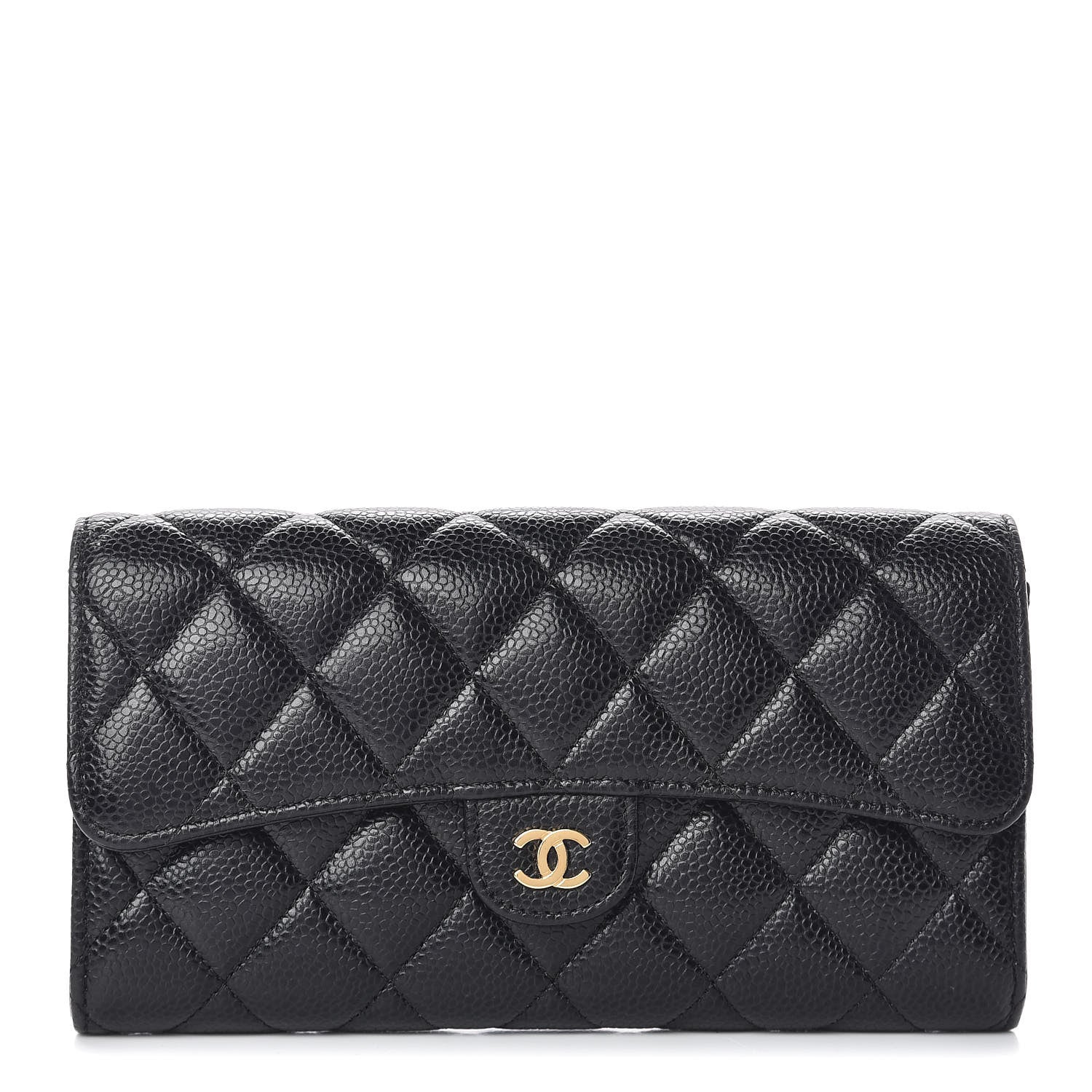 Chanel Caviar Quilted Large Gusset Flap Wallet Black 1 of 9