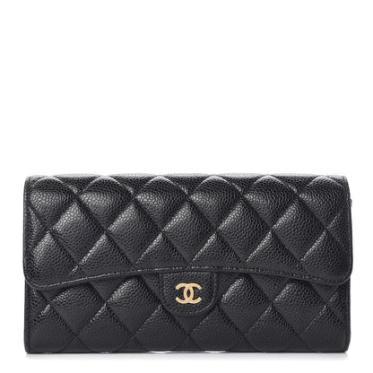 Chanel Caviar Quilted Large Gusset Flap Wallet Black 1 of 9