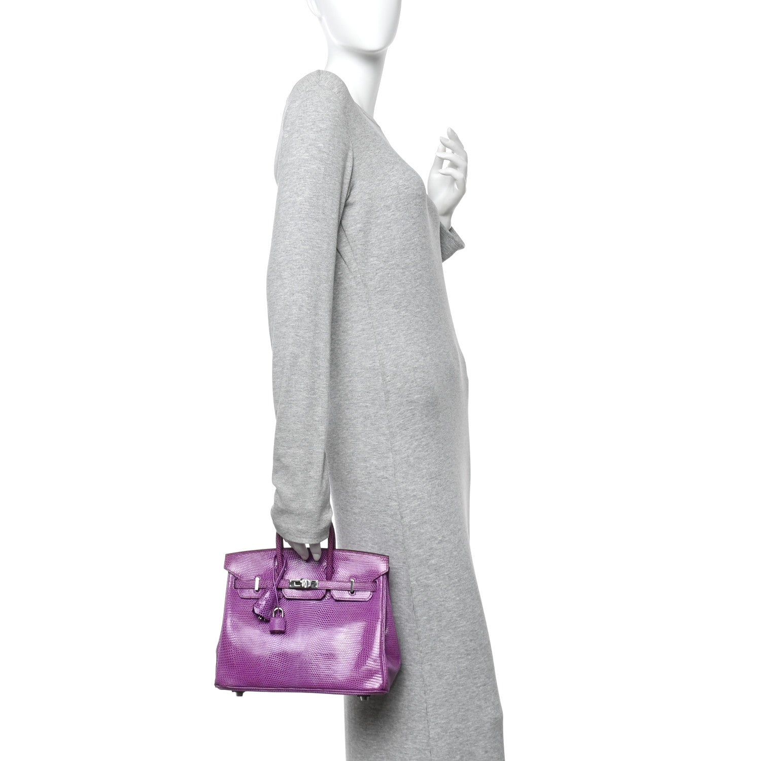 Hermes Lizard Birkin 25 Violet 2 of 10