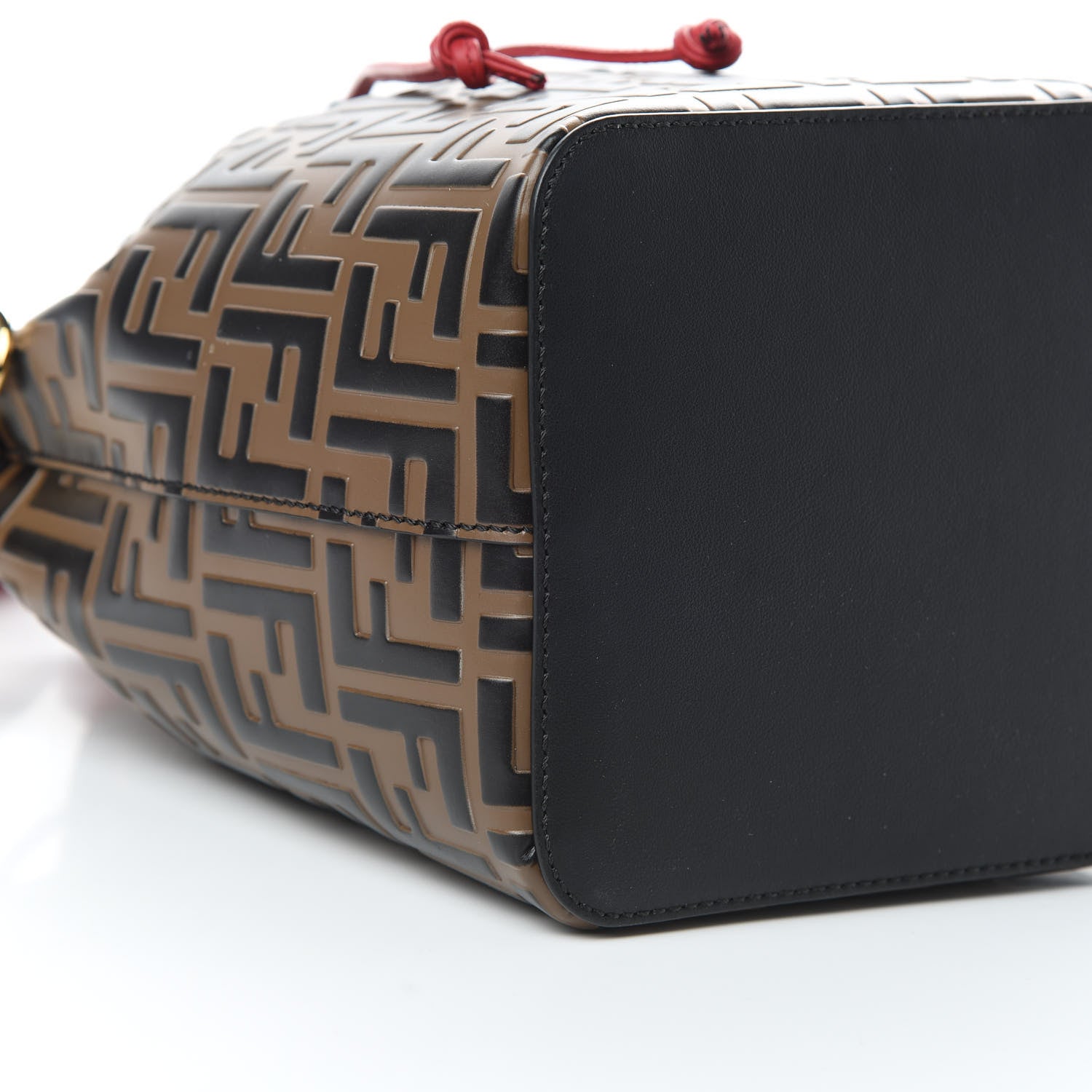 Fendi Vitello Grace F is Fendi Bi-Color FF 1974 Embossed Grande Mon Tresor Bucket Bag Maya Black Fragola 9 of 12