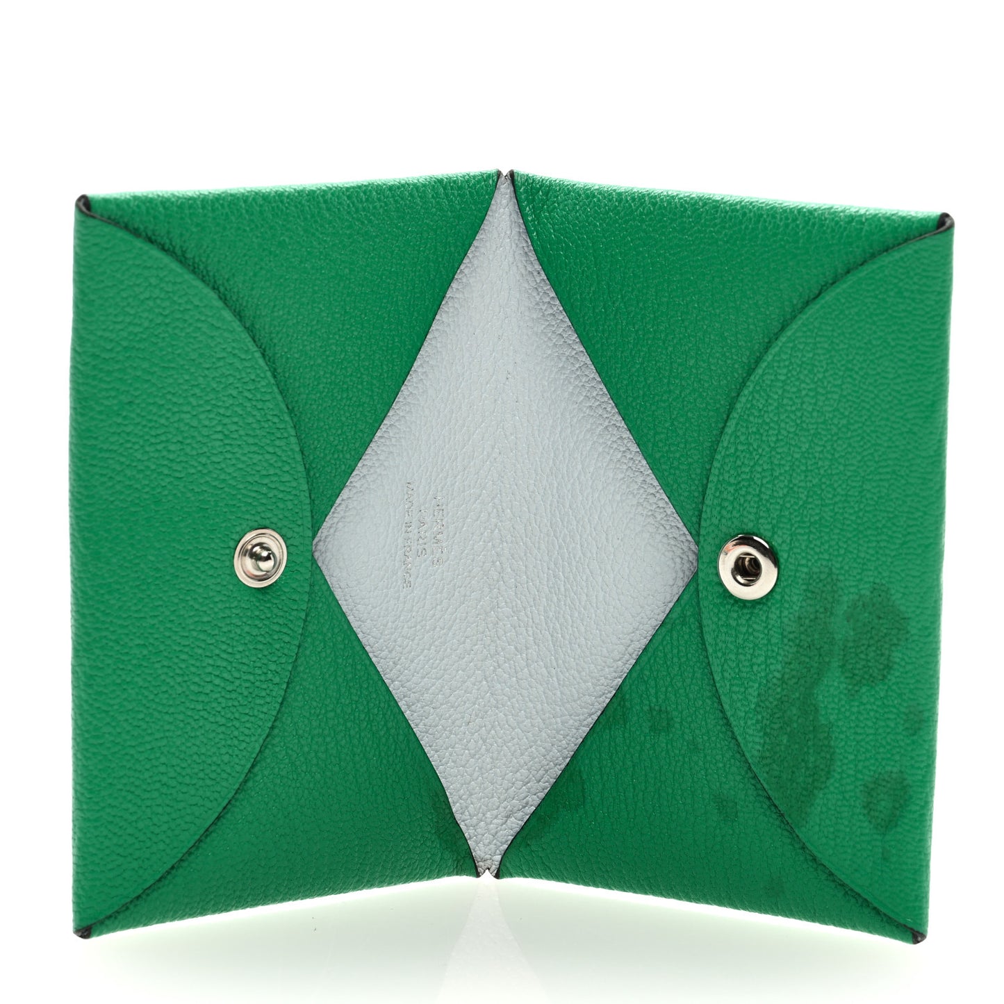 Chevre Mysore Verso Calvi Card Case Menthe Bleu Brume