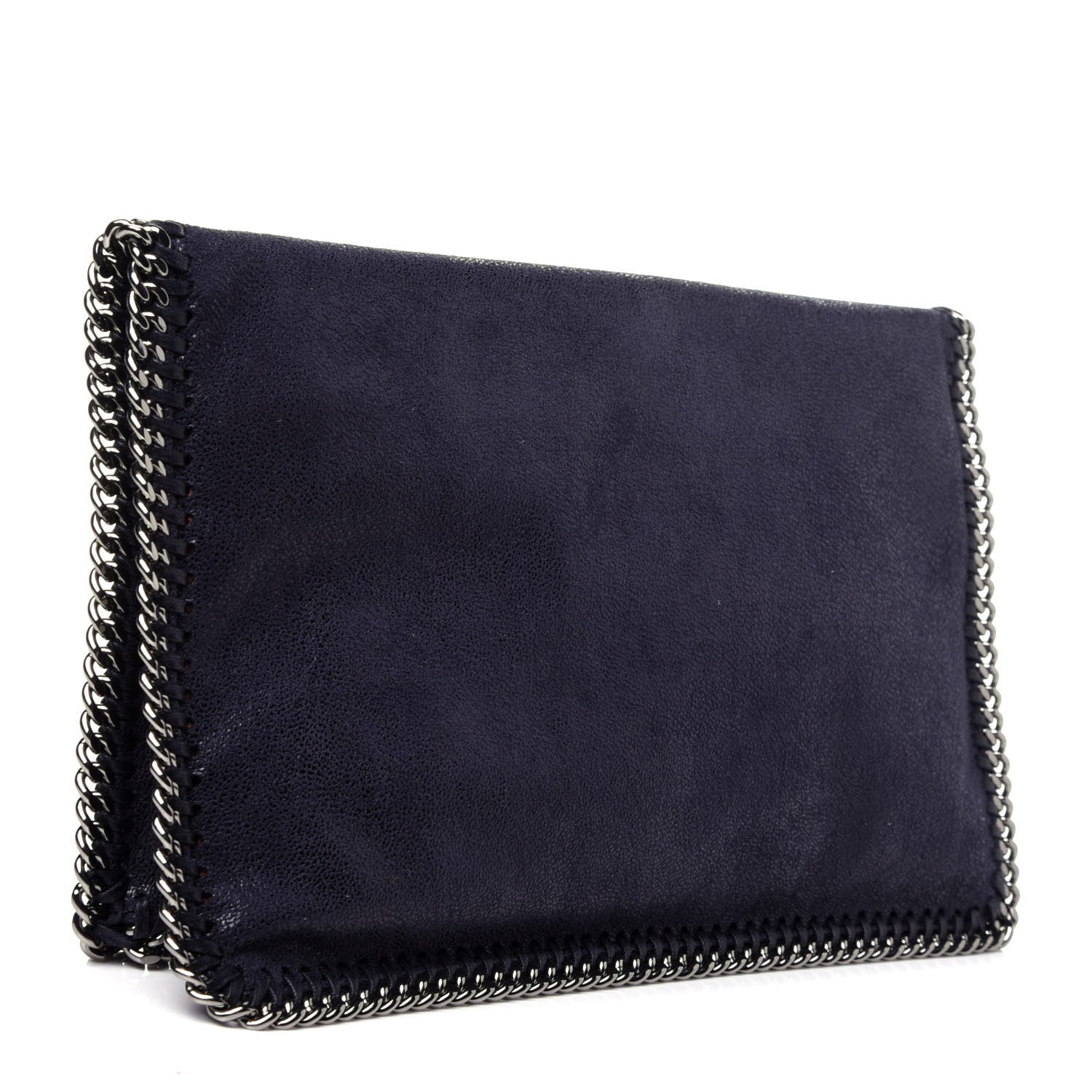 Stella McCartney Shaggy Deer Falabella Fold Over Clutch Navy Blue 3 of 12